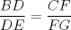 TEX: $\displaystyle \frac{BD}{DE} = \frac{CF}{FG}$