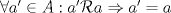 TEX: $\forall a'\in A: a'\mathcal{R}a\Rightarrow a'=a$