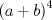 TEX: % MathType!MTEF!2!1!+-<br />% feaafiart1ev1aaatCvAUfeBSjuyZL2yd9gzLbvyNv2CaerbuLwBLn<br />% hiov2DGi1BTfMBaeXatLxBI9gBaerbd9wDYLwzYbItLDharqqtubsr<br />% 4rNCHbGeaGqiVu0Je9sqqrpepC0xbbL8F4rqqrFfpeea0xe9Lq-Jc9<br />% vqaqpepm0xbba9pwe9Q8fs0-yqaqpepae9pg0FirpepeKkFr0xfr-x<br />% fr-xb9adbaqaaeGaciGaaiaabeqaamaabaabaaGcbaGaaeikaiaadg<br />% gacqGHRaWkcaWGIbGaaeykamaaCaaaleqabaGaaeinaaaaaaa!3AD7!<br />\[<br />{\text{(}}a + b{\text{)}}^{\text{4}} <br />\]<br />
