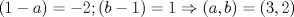 TEX: $(1-a)=-2; (b-1)=1\Rightarrow (a,b)=(3,2)$