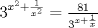 TEX: $3^{x^2+\frac{1}{x^2}}=\frac{81}{3^{x+\frac{1}{x}}}$