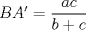 TEX: $BA'=\dfrac{ac}{b+c}$