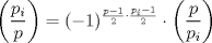 TEX: $\left(\dfrac{p_i}{p}\right)=(-1)^{\frac{p-1}{2}\cdot \frac{p_i-1}{2}}\cdot \left(\dfrac{p}{p_i}\right)$