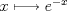 TEX: $x\longmapsto e^{-x}$