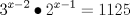 TEX: % MathType!MTEF!2!1!+-<br />% feaafiart1ev1aaatCvAUfeBSjuyZL2yd9gzLbvyNv2CaerbuLwBLn<br />% hiov2DGi1BTfMBaeXatLxBI9gBaerbd9wDYLwzYbItLDharqqtubsr<br />% 4rNCHbGeaGqiVu0Je9sqqrpepC0xbbL8F4rqqrFfpeea0xe9Lq-Jc9<br />% vqaqpepm0xbba9pwe9Q8fs0-yqaqpepae9pg0FirpepeKkFr0xfr-x<br />% fr-xb9adbaqaaeGaciGaaiaabeqaamaabaabaaGcbaqcKbaGaiaaio<br />% dadaahaaqcKfaGaeqabaGaamiEaiabgkHiTiaaikdaaaqcKbaGaiab<br />% gkci3kaaikdadaahaaqcKfaGaeqabaGaamiEaiabgkHiTiaaigdaaa<br />% qcKbaGaiabg2da9iaaigdacaaIXaGaaGOmaiaaiwdaaaa!4714!<br />$$<br />3^{x - 2}  \bullet 2^{x - 1}  = 1125<br />$$